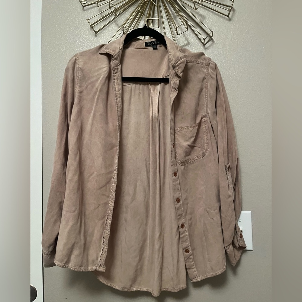 Tan button up - size Medium